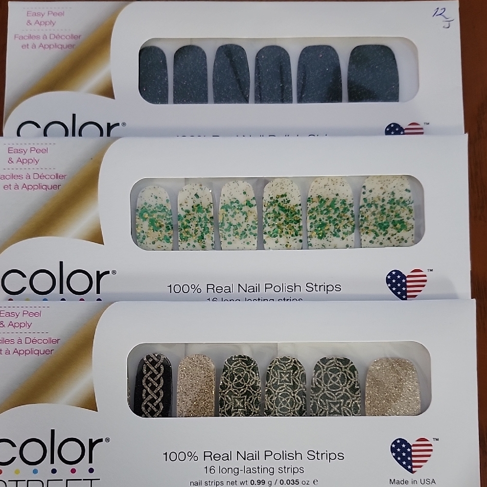 Color Street Glitter and Patterned Nail Strips Trio